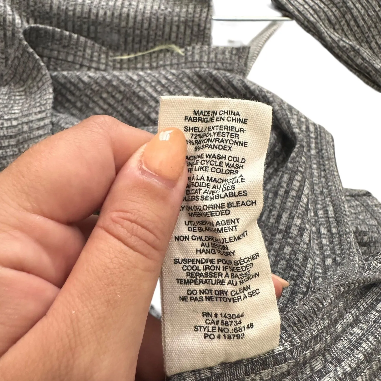 AVEC LES FILLES Ribbed Knit Knee Length Dress‎ Gray Small - Image 5