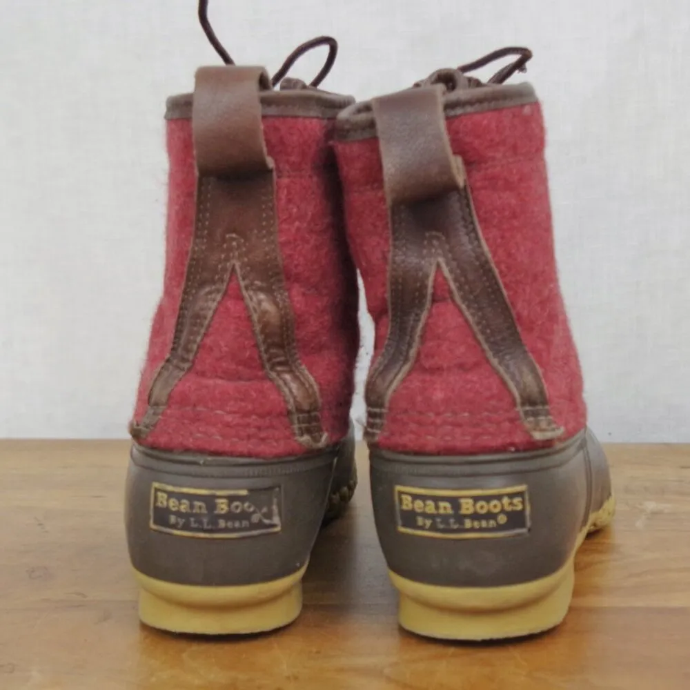 LL Bean Ladies' Red Felt Upper Bean Boots Size  Ladies'11 - Image 9