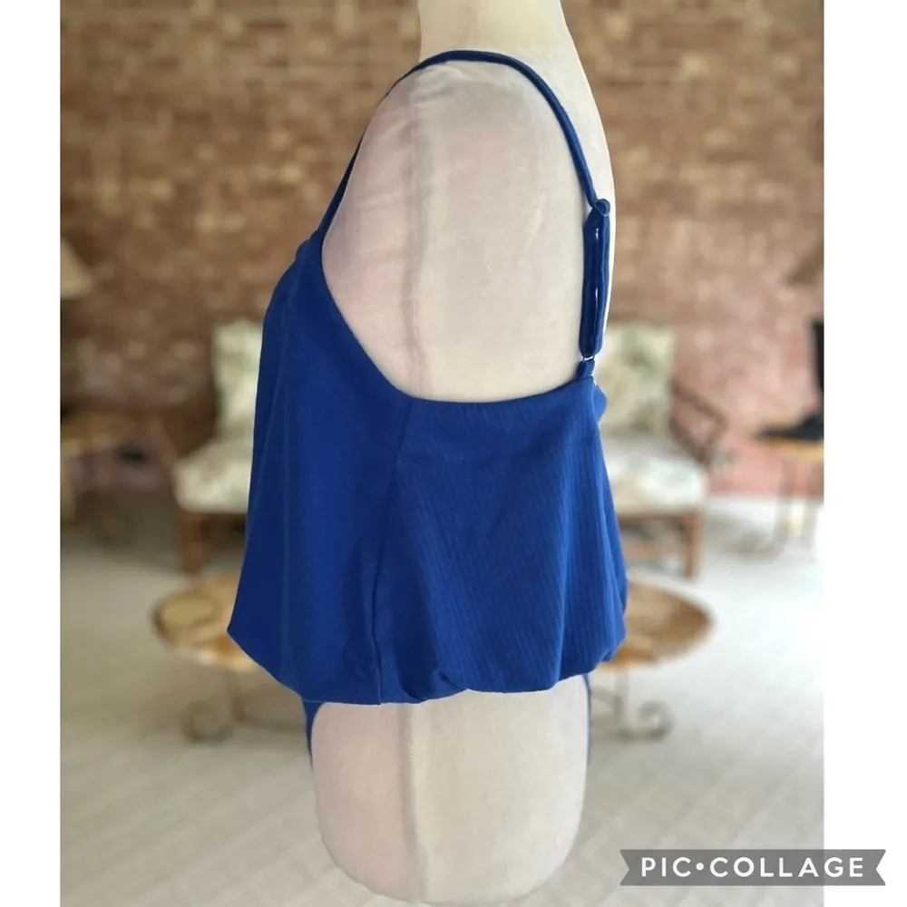 NWT Free People Intimately Marissa Bodysuit Royal Blue Knit Thong L Blouson Chic - Image 9