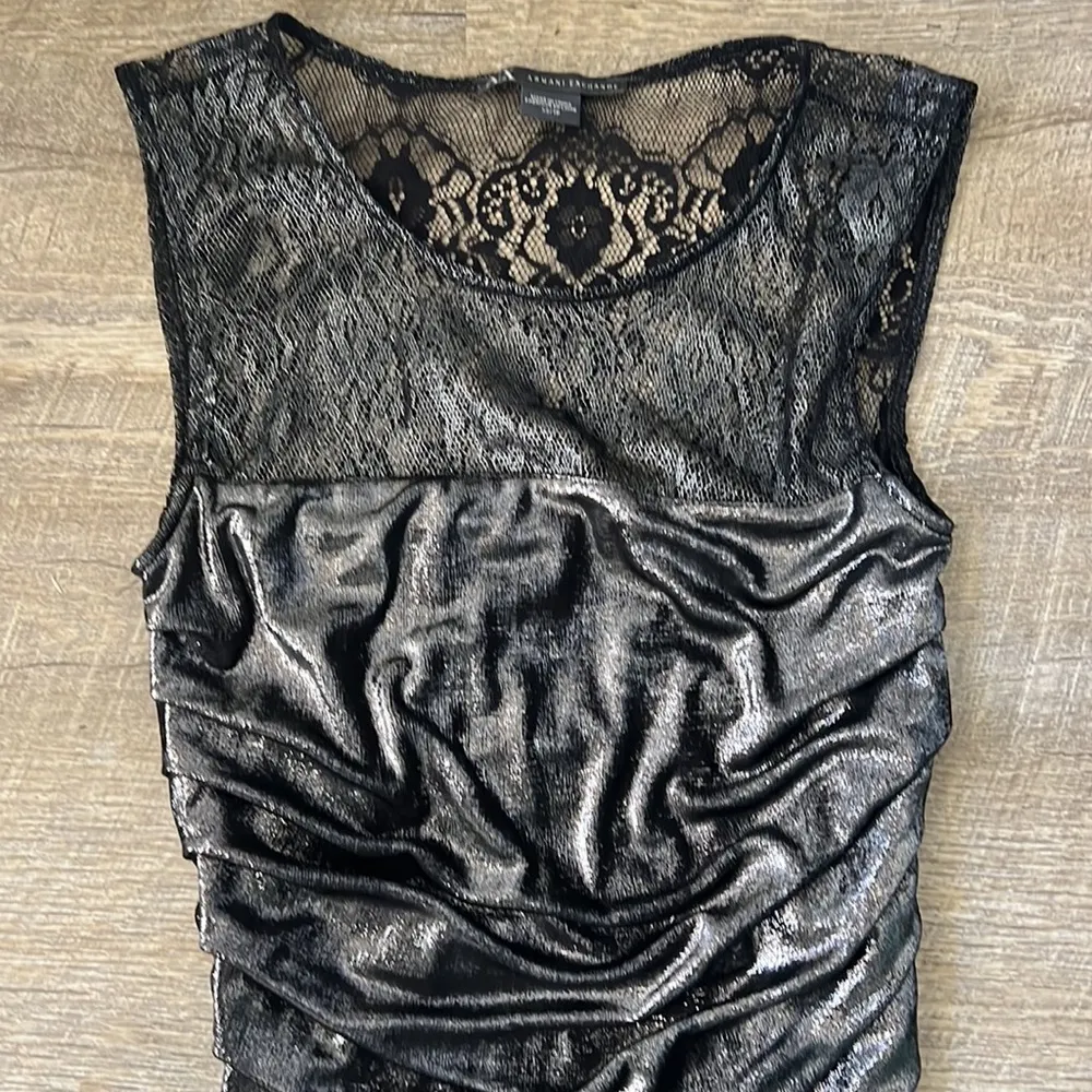 AX Armani Exchange Silver & Black Mini Dress Size XS - Image 3