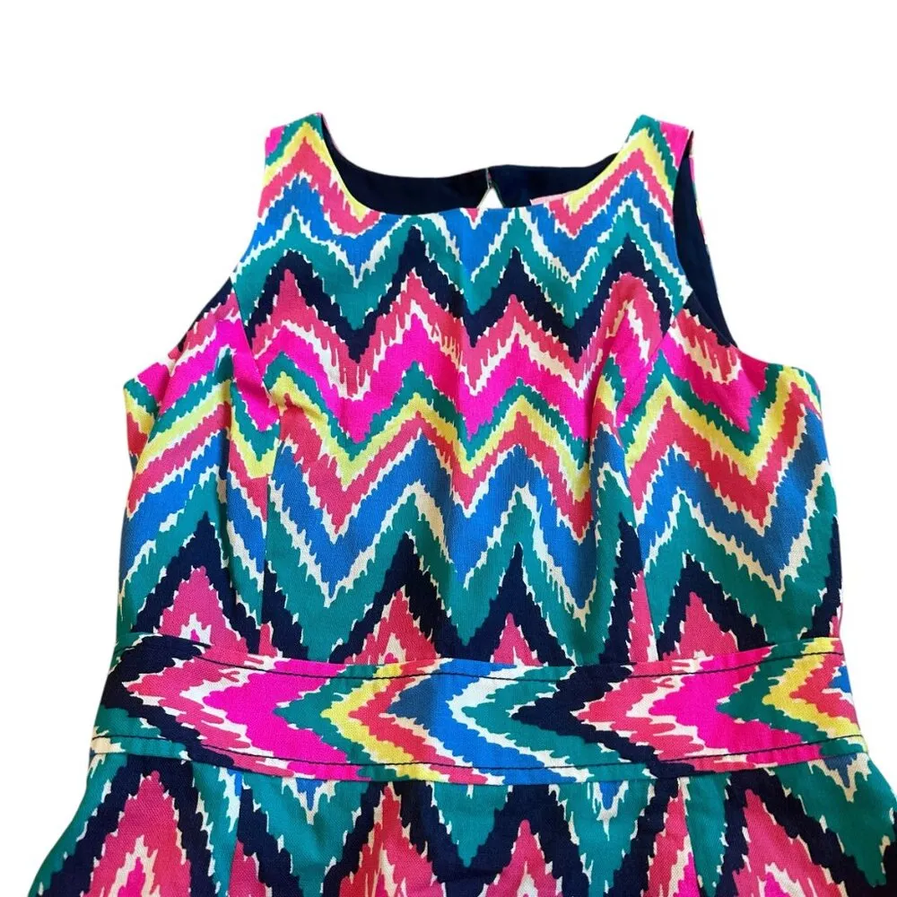 Lilly Pulitzer Sherlyn Chevron Print Dress Sleeveless Open Back Size 4 Women's - Image 3