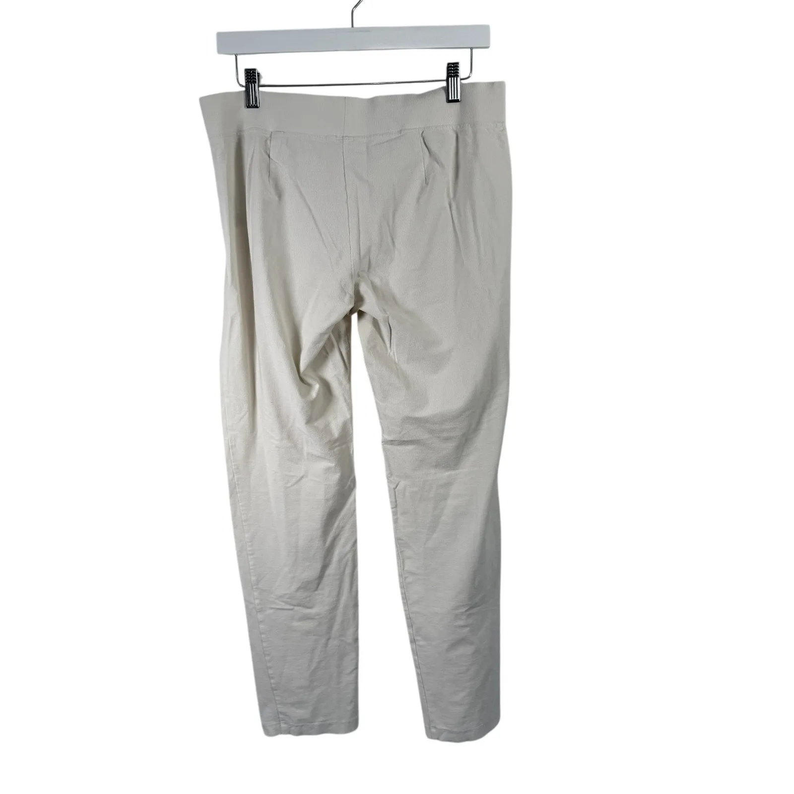 Eileen Fisher Washable Stretch Crepe Pants Pull On White Capsole Womens Medium - Image 4