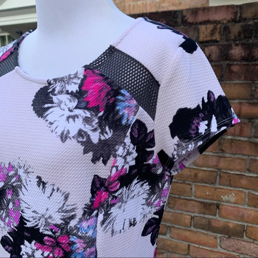 INC International Concepts Petite Lavender Textured Floral Mesh Stretch Dress PL - Image 3