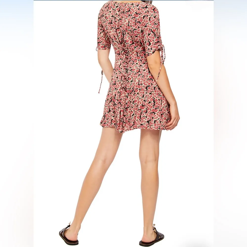 Free People Printed Lace-Up Mini Dress in Black Combo - Image 5