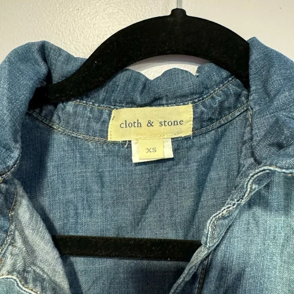 Cloth‎ and stone raw hem denim dress - Image 2