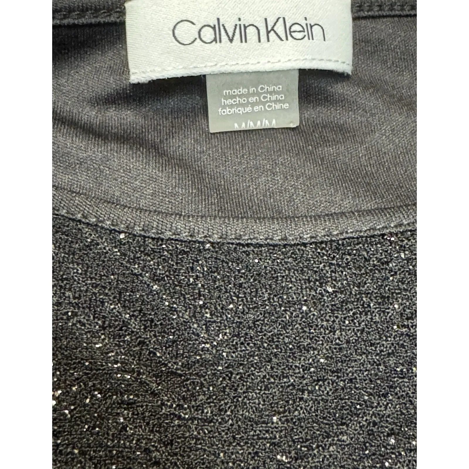 Calvin Klein Women’s Black Metallic Sparkle Short Sleeve Top Blouse Medium Party - Image 6