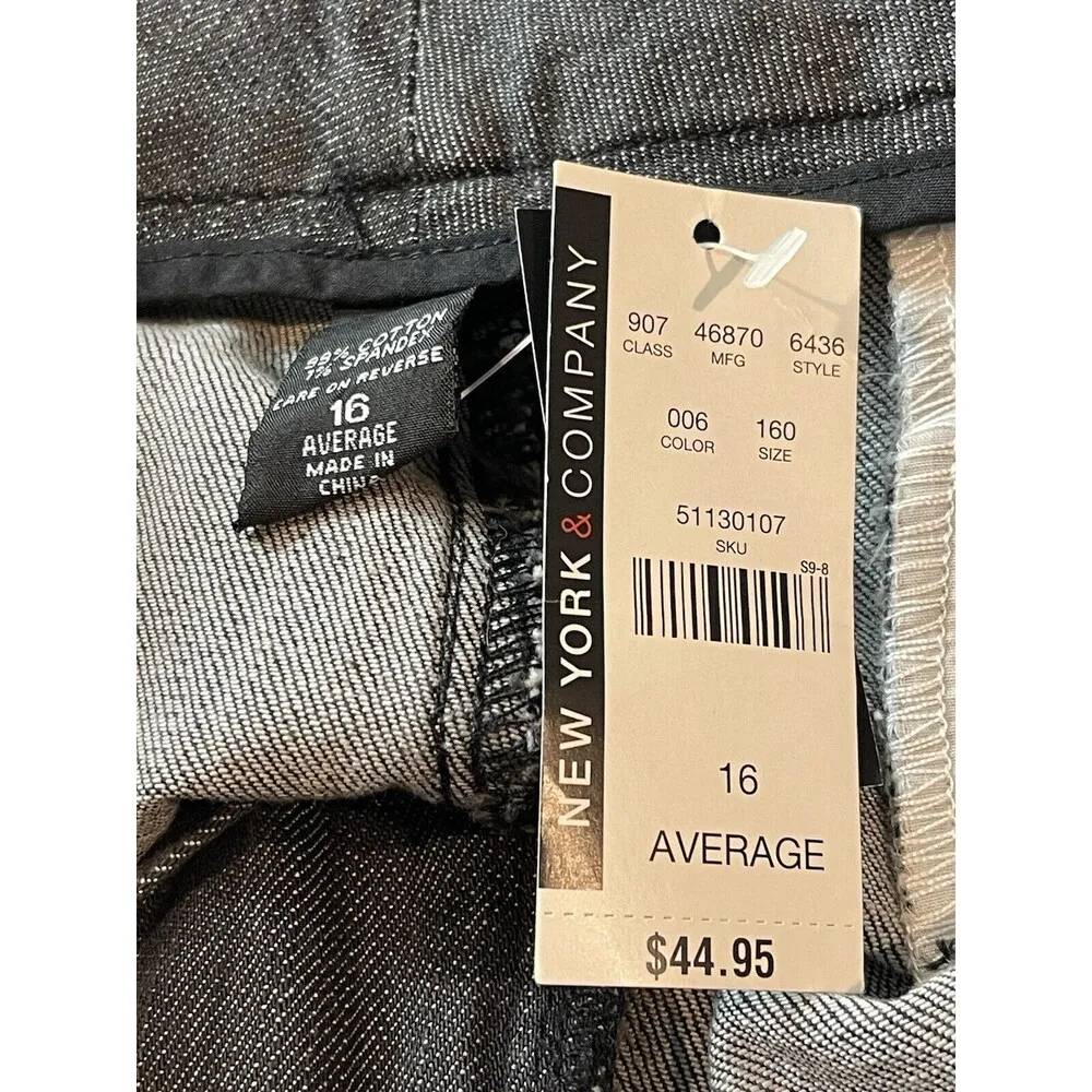 New York Co Battery Park Stretch Trouser Gray Wide Leg Uptown Rise 16 Denim NWT - Image 12