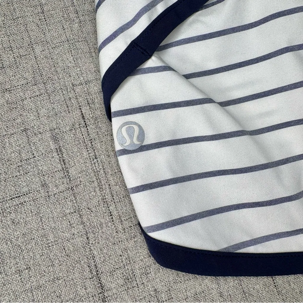 Lululemon Quiet Stripe Speed Short Athletic Shorts Low Rise Navy White Size 8 - Image 7
