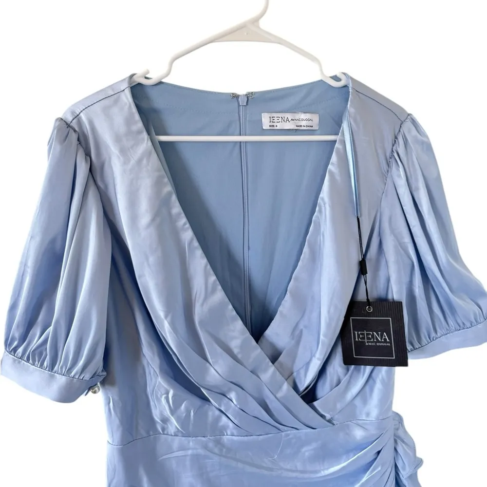 Ieena for Mac Duggal NEW Wrap Front Satin Cocktail Dress - Image 4