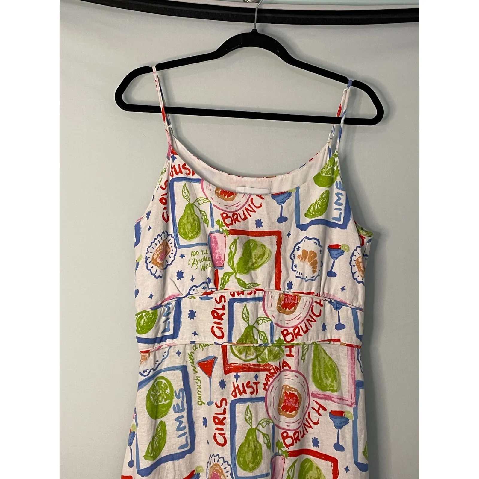 Cynthia Rowley Brunch Girls Maxi Dress White Multicolor Spaghetti Strap LARGE - Image 2