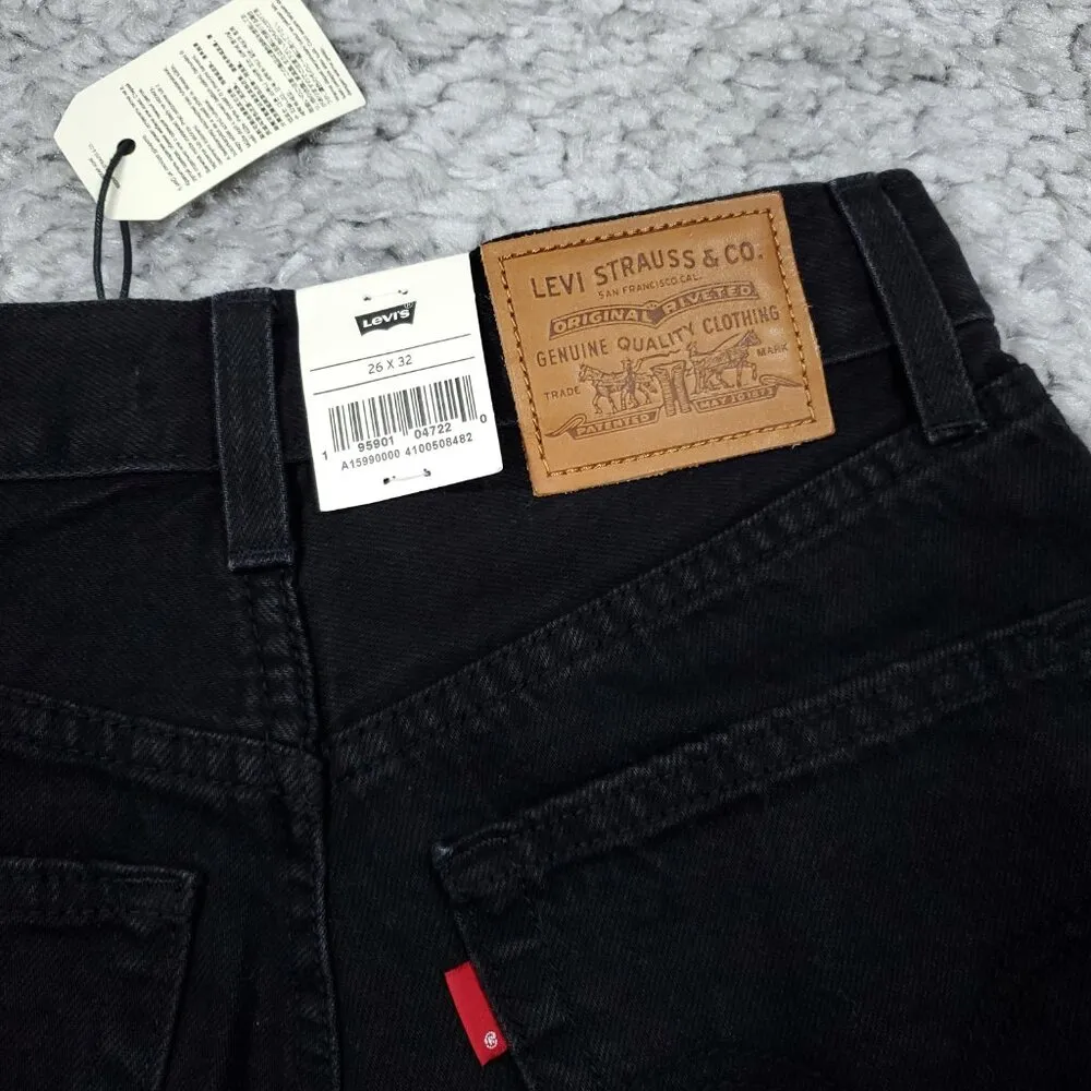Levi's Premium High Loose Flare Jeans Black Revolve Size 26 x 32 Trainwreck - Image 5