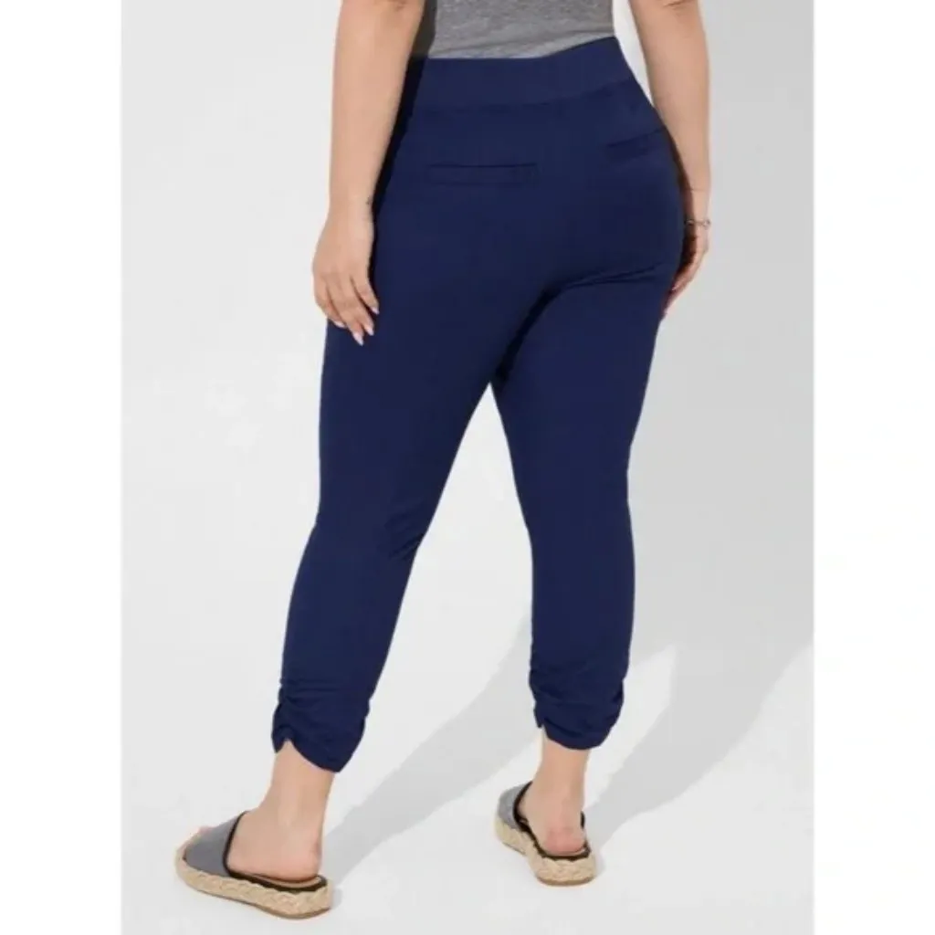Torrid  Plus Size Navy Blue Pull On Skinny Stretch Poplin Mid-rise Joggers Pants - Image 3