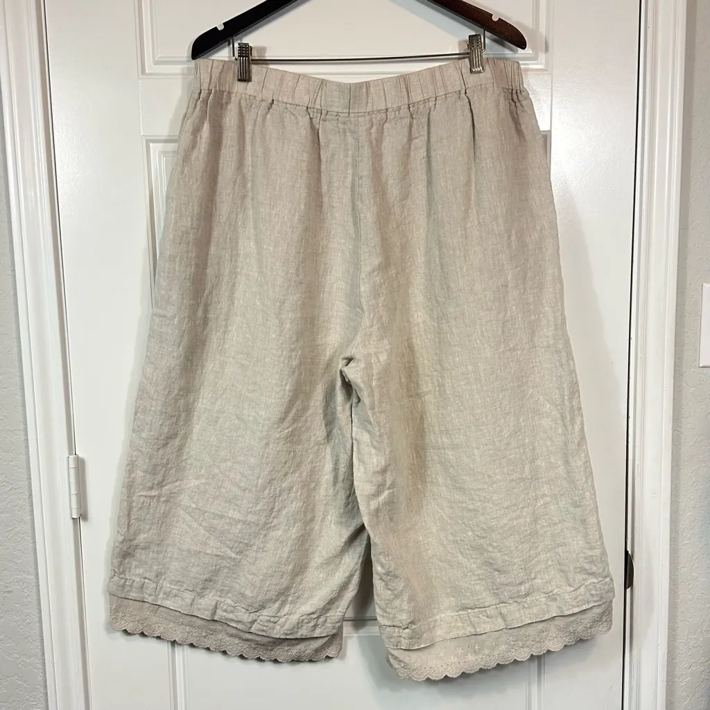 For Cynthia Women’s 100% Linen Cropped Wide Leg Pants Scalloped Hem Size 1X NWOT - Image 5