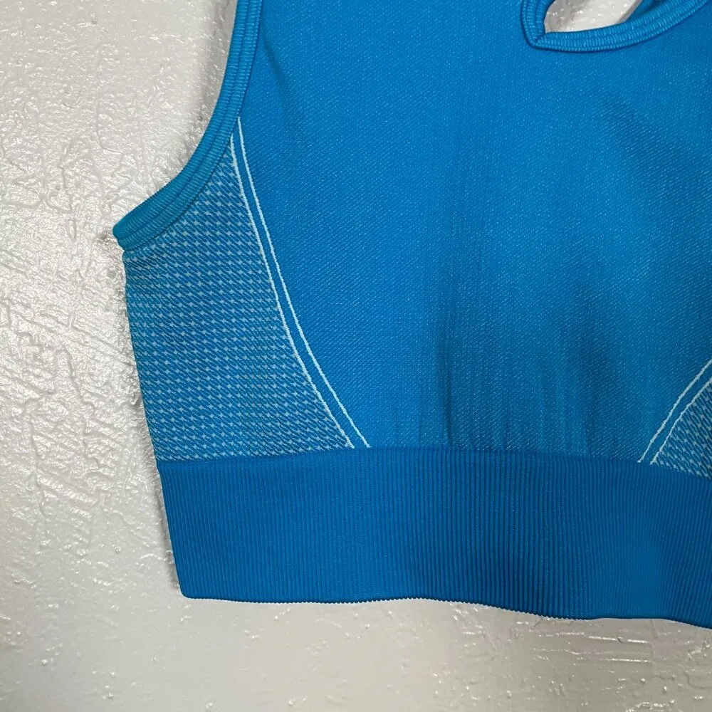 Women M Blue Ultra Seamless Sports Bra Strappy Stretch Gym Athletic - Image 2