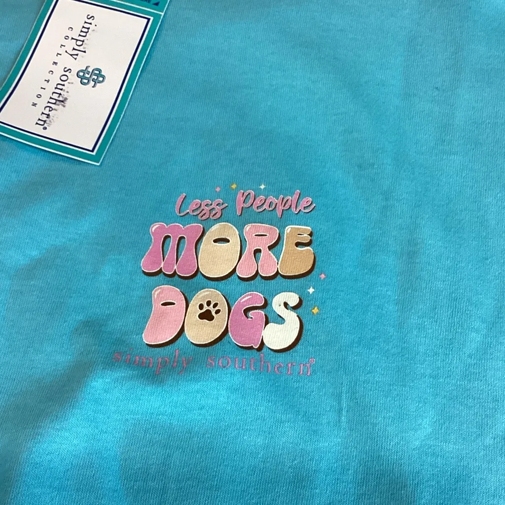 Simply Southern Turquoise Less People More Dogs Long Sleeve T-shirt - Image 5