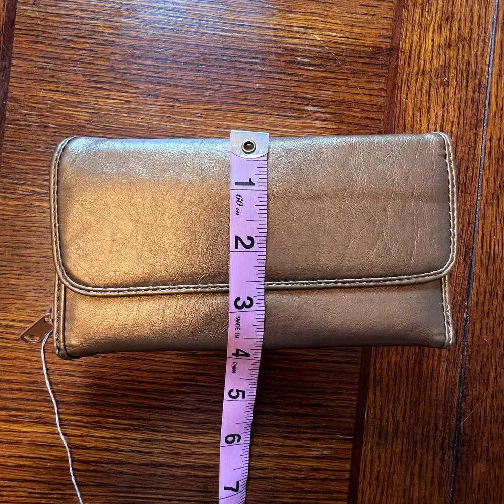 NWT JC Fashion Gold Brown Wallet Clutch Zipper Snap Closure ID Holder - Image 8