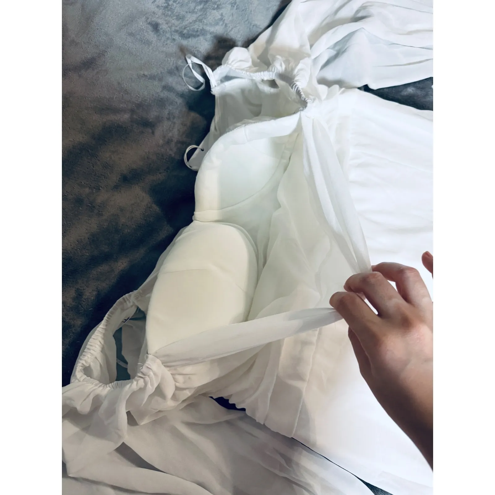 NWT Lulus Adorna White Off-the-Shoulder Maxi Dress Size XL White Sleeves‎ - Image 7