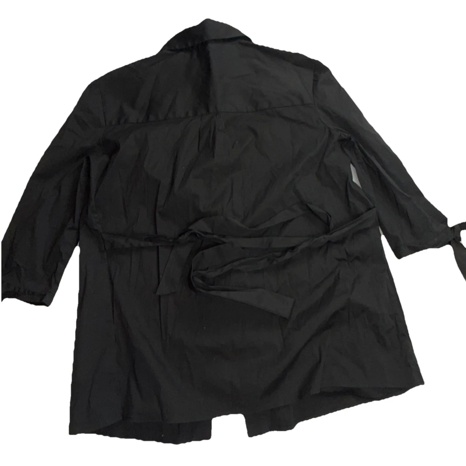 Milly Womens 3/4 Long Sleeve Button Down Shirt Blouse Black Size M Ribbon Belt - Image 4