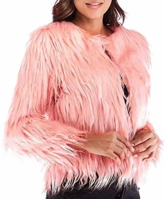 Pink Faux Fur Jacket Size L - Image 2