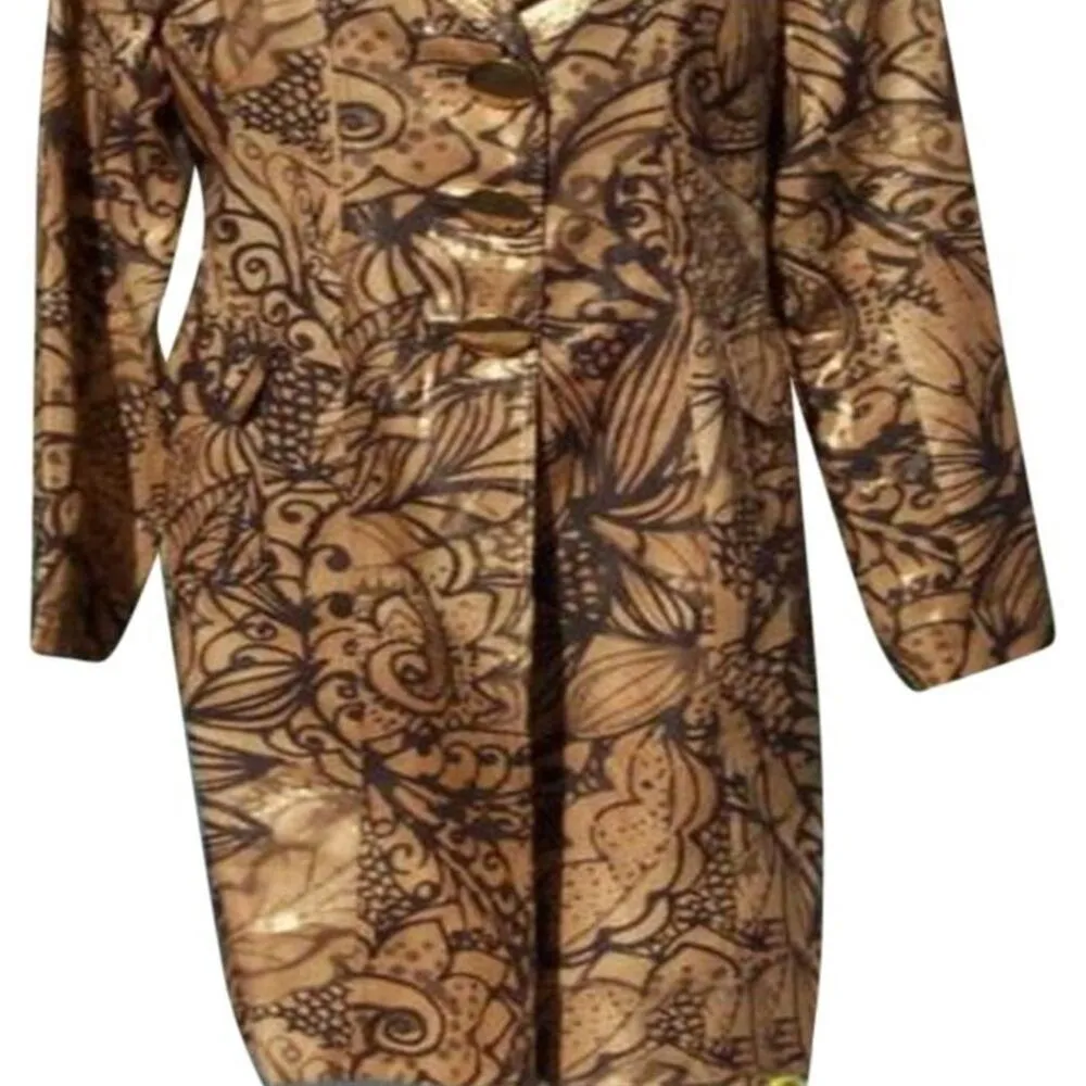 Cache Textured Linen Metallic Coat Jacket Top Lined New Gold Brown $198 NWT - Image 6
