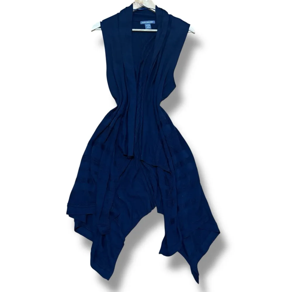 Kate & Mallory Navy Blue Sleeveless Vest Cardigan – Size Medium - Image 2