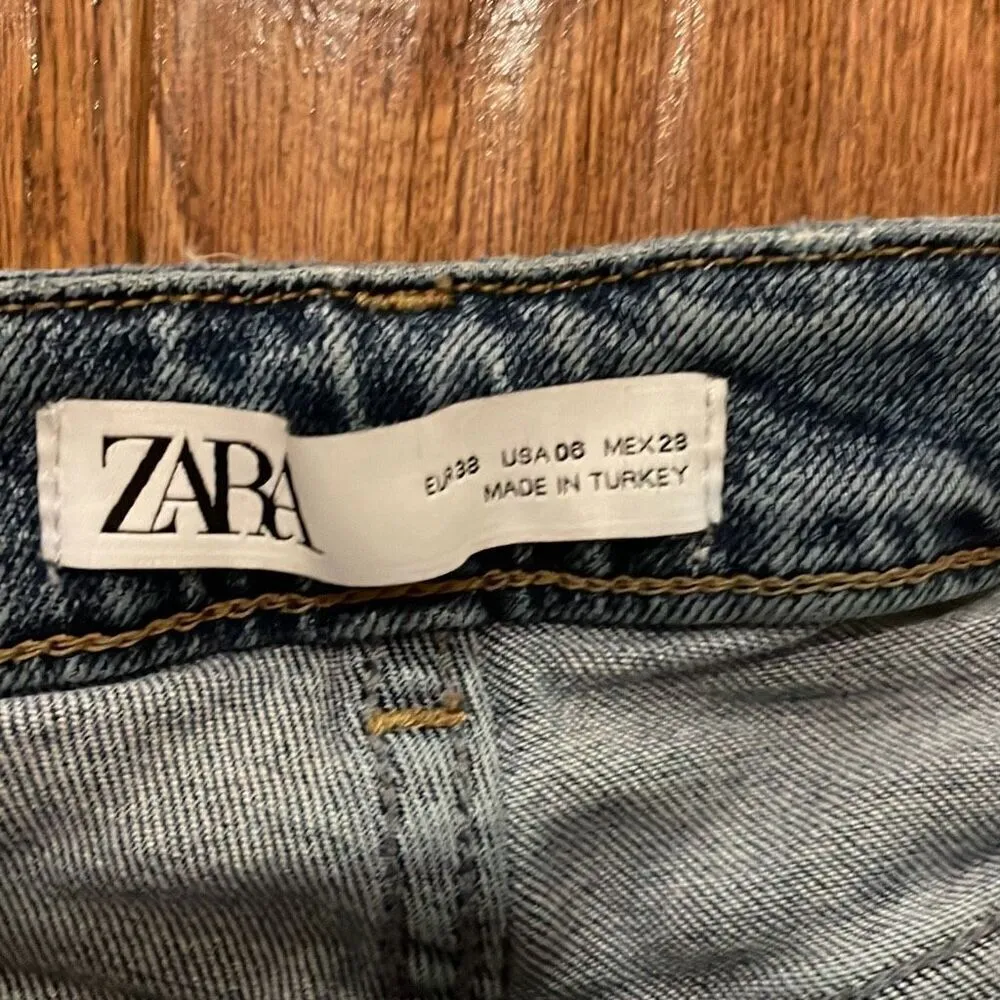 Zara high rise medium wash raw hem skinny jean 6 - Image 4