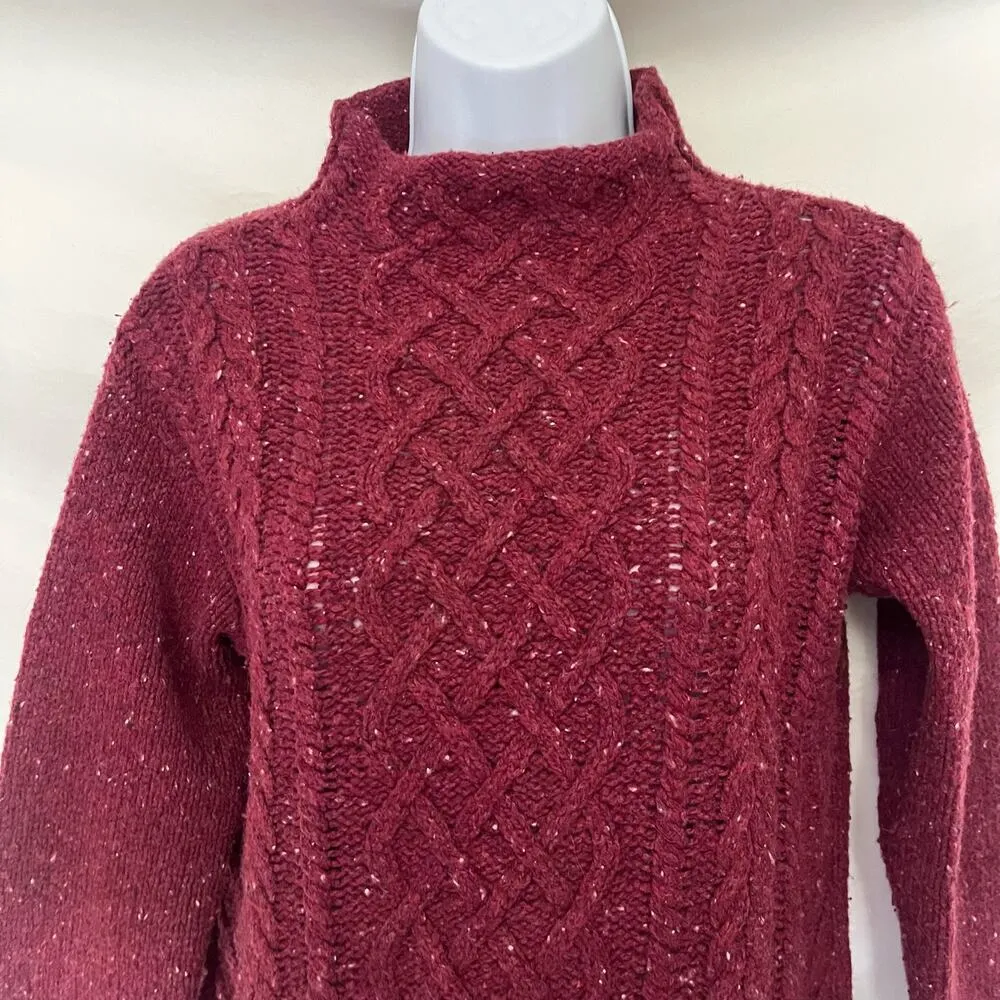 J JILL Mockneck Cable Knit Sweater Womens XS Dark Academia Preppy Wool Cashmere - Image 2