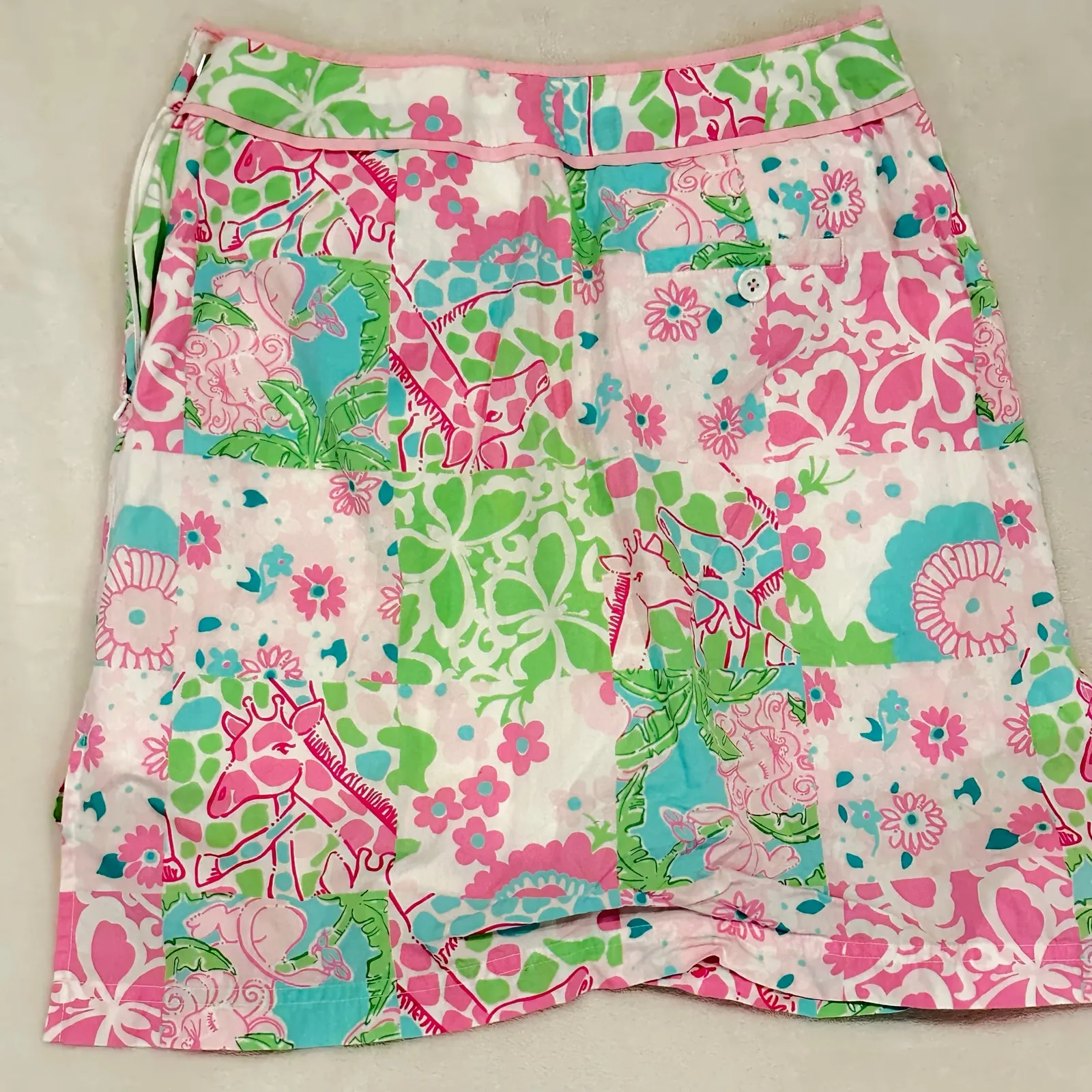 Lilly Pulitzer Skort sz 0 Giraffe Lion Patchwork Skort - Image 5