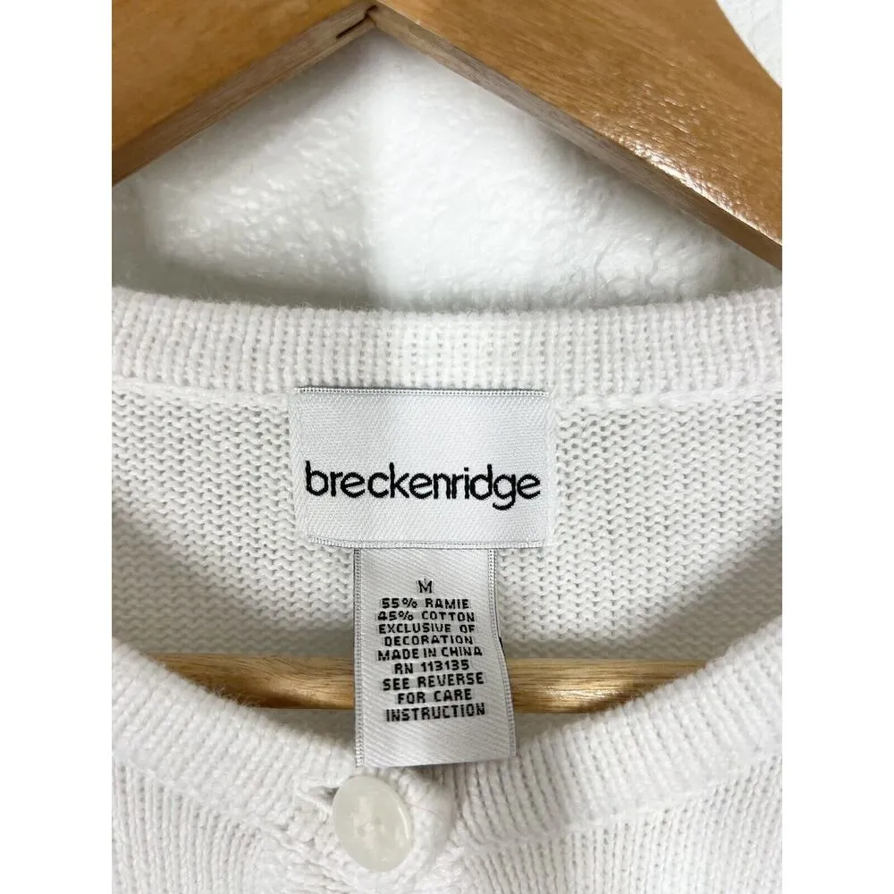 Breckenridge Vintage Embroidered Nautical Cardigan Sweater Medium M Sailboats - Image 3