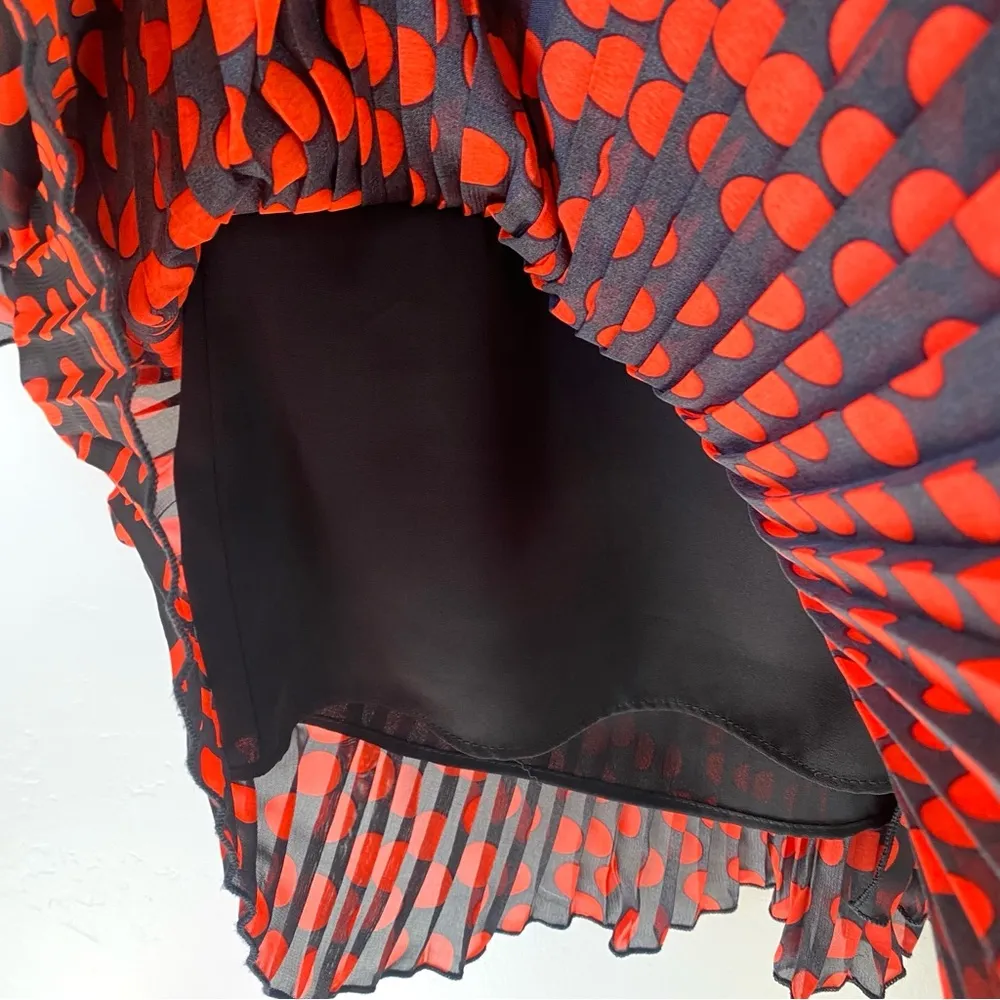 DELFI Collective KIKI lace up ruffled long sleeve ruffle Polk dot minidress XS Red - Image 13