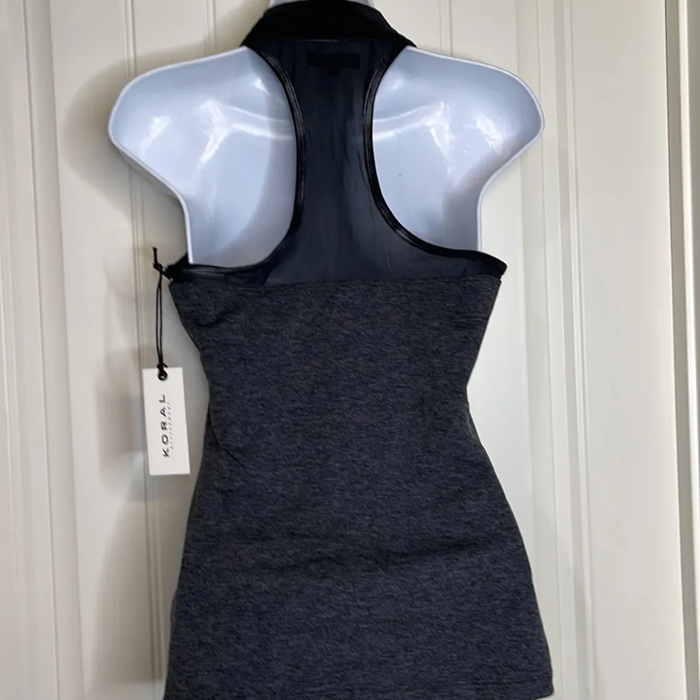 Sale 🔥 🔥NWT! Koral Rise Tank Racerback With Mesh and Front Zipper Size Medium Gray - Image 2