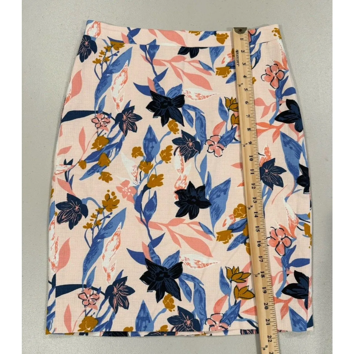 NEW J Crew Basket Weave Pencil Skirt Womens 29" Cotton Colorful Floral Lined Size M - Image 5