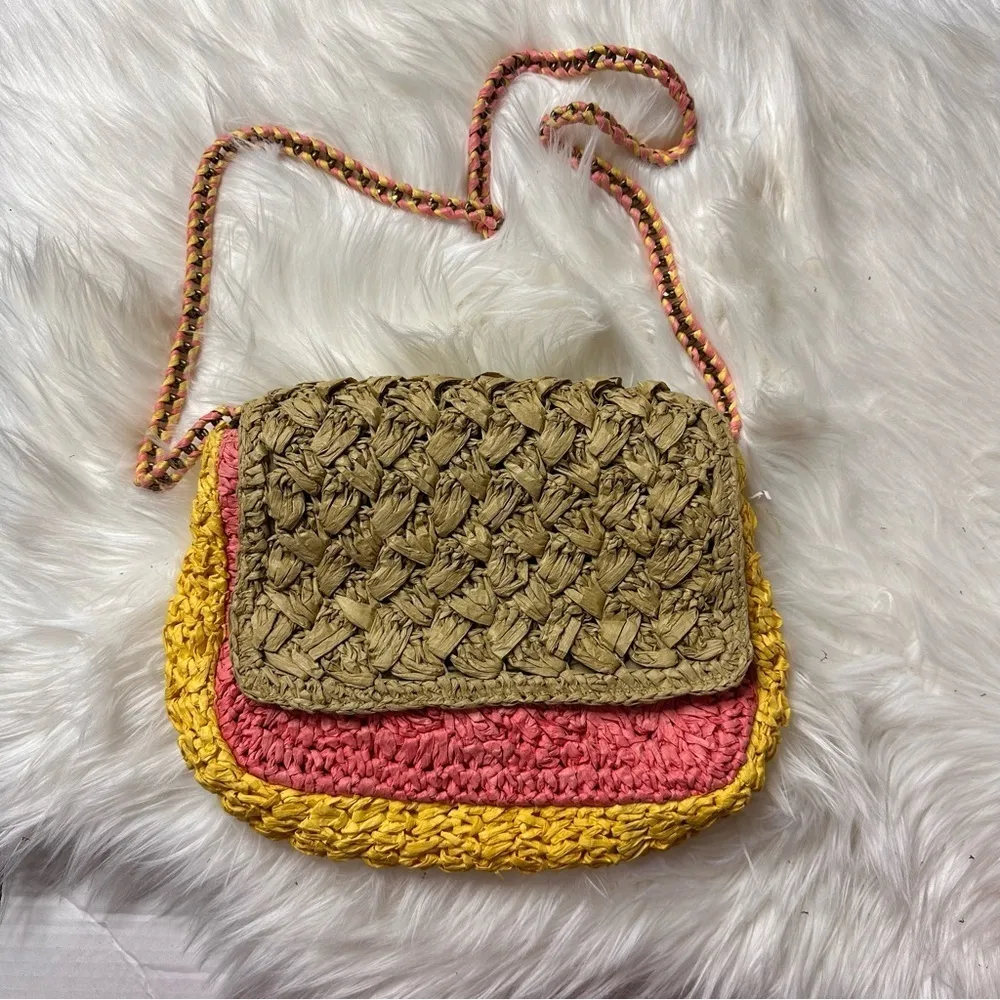 J Crew Raffia Multi Color Crossbody Bag - Tropical Vacation Perfect Purse!! - Image 2
