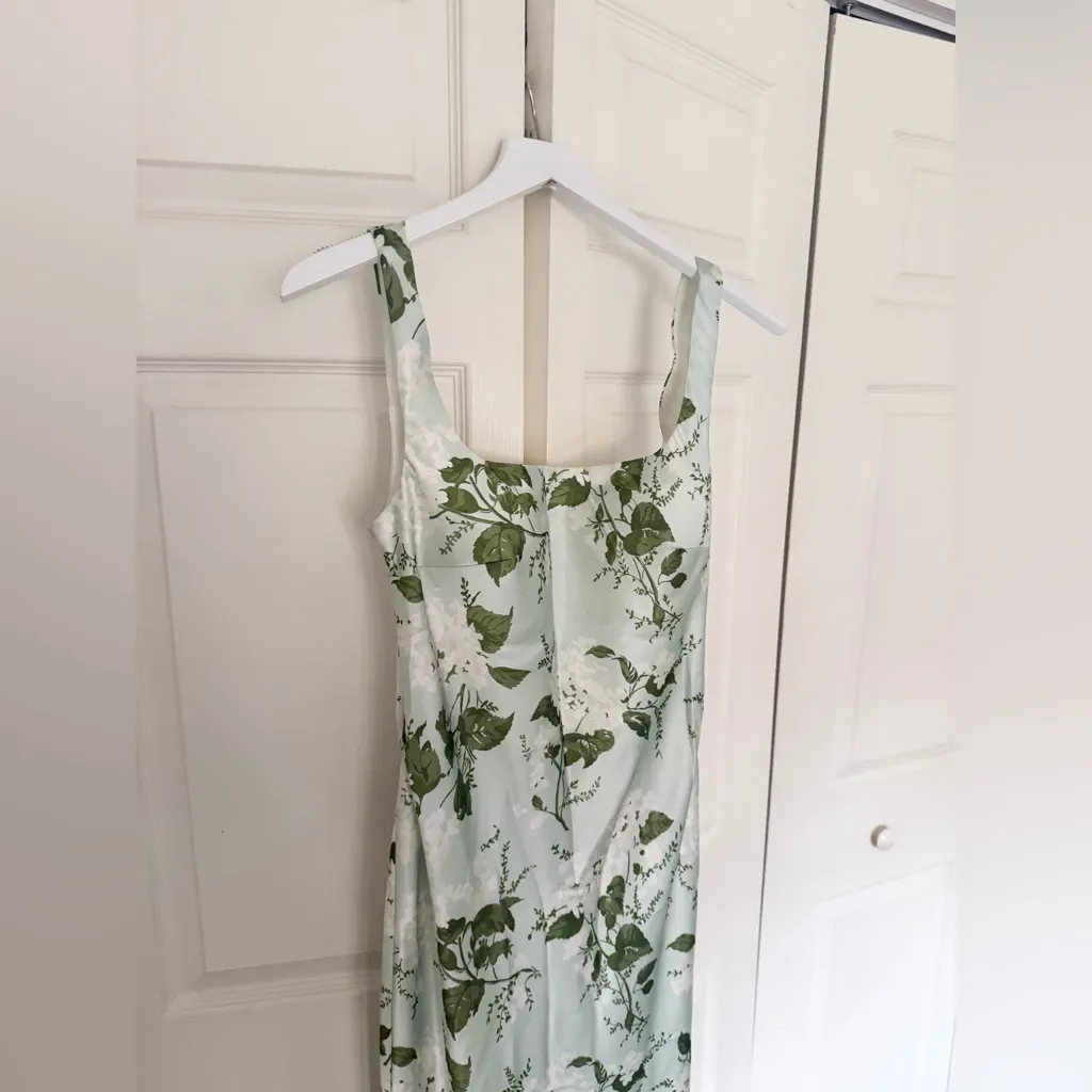 NWOT AW ARMAAN DRESS Sage Garden Party Squareneck Long Dress Size 10 White - Image 7