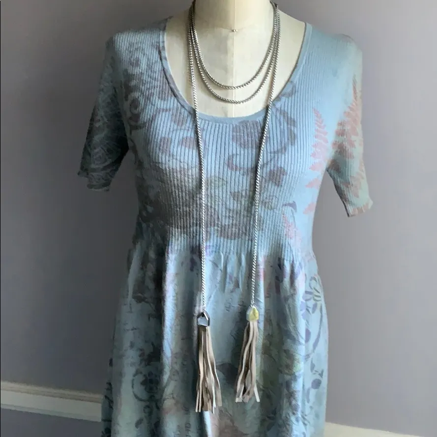 White House Black Market boho taupe leather tassel necklace silvertone chains - Image 4