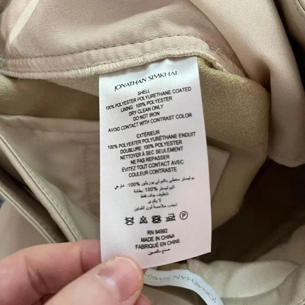 Jonathan Simkhai NWT Pauline Vegan Leather Belted Crop Pant in Moonstone‎ Size 0 - Image 9