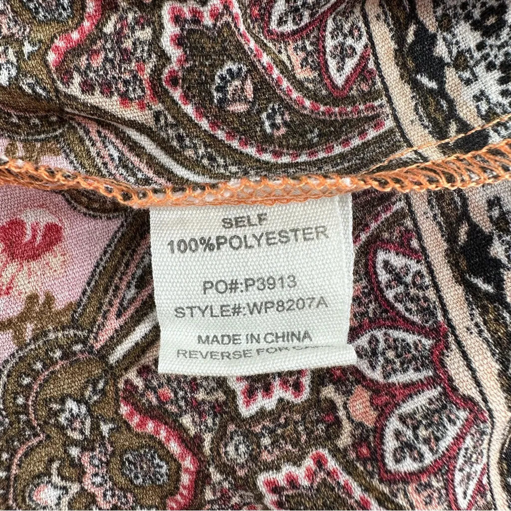 Timing Orange Floral Romper size Medium Long Flare Sleeve Surplice V Neck Boho - Image 11