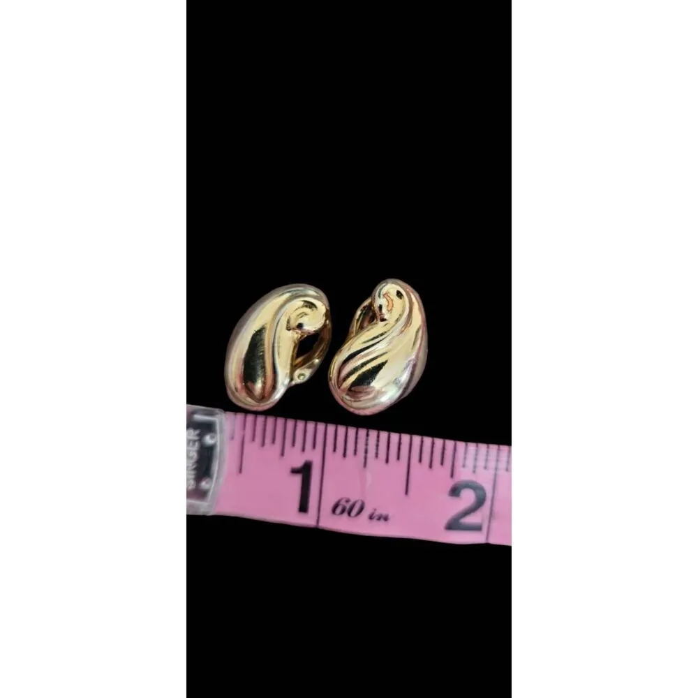 Vintage 80's Women's‎ Chunky Gold Tone Swirl Cluster Clip On Earrings Elegant - Image 3
