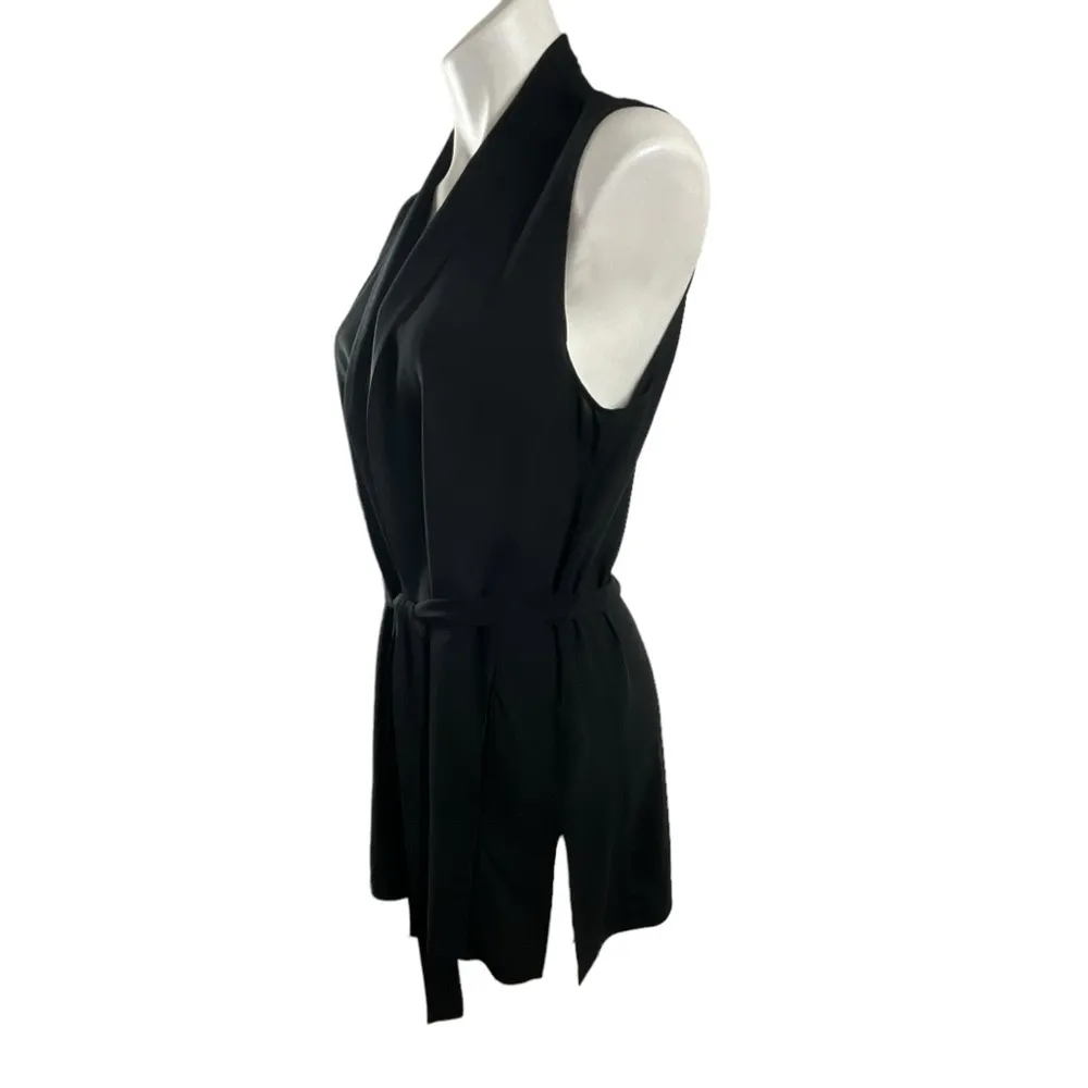 Eileen Fisher Long Line Georgette Silk Crepe High Collar Vest - Image 12