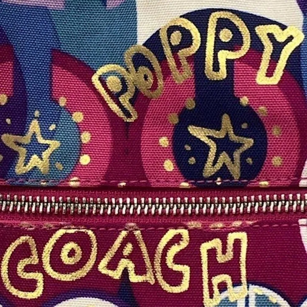 COACH Poppy Backpack with Wide Adjustable Straps and Multicolor Vibrant Print - Image 6