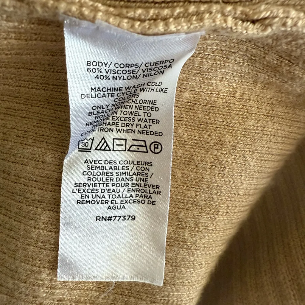 Ann Taylor Medium Ribbed Mock Neck Pullover Sweater Tan Y2K Preppy Stretch - Image 7