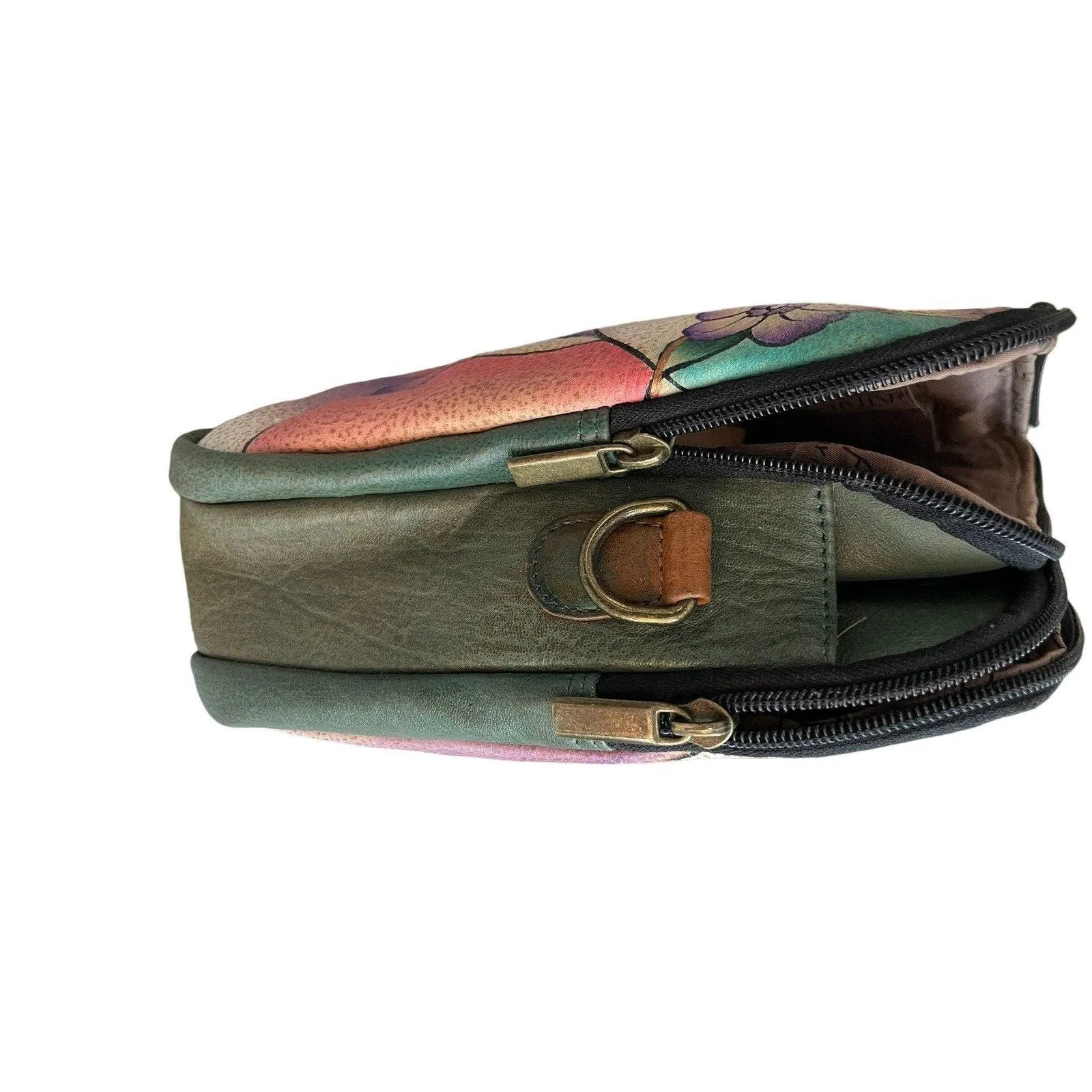 Anna by Anuschka Stained Glass Butterfly Hand-Painted Leather Large‎ Satchel - Image 4