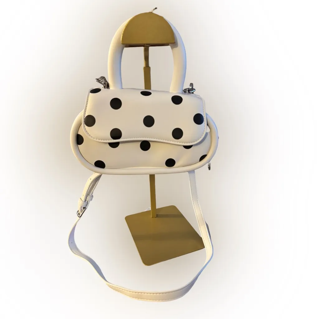 Melie Bianco Maisel White and Black Polka Dot Crossbody Bag - Vegan leather - Image 3