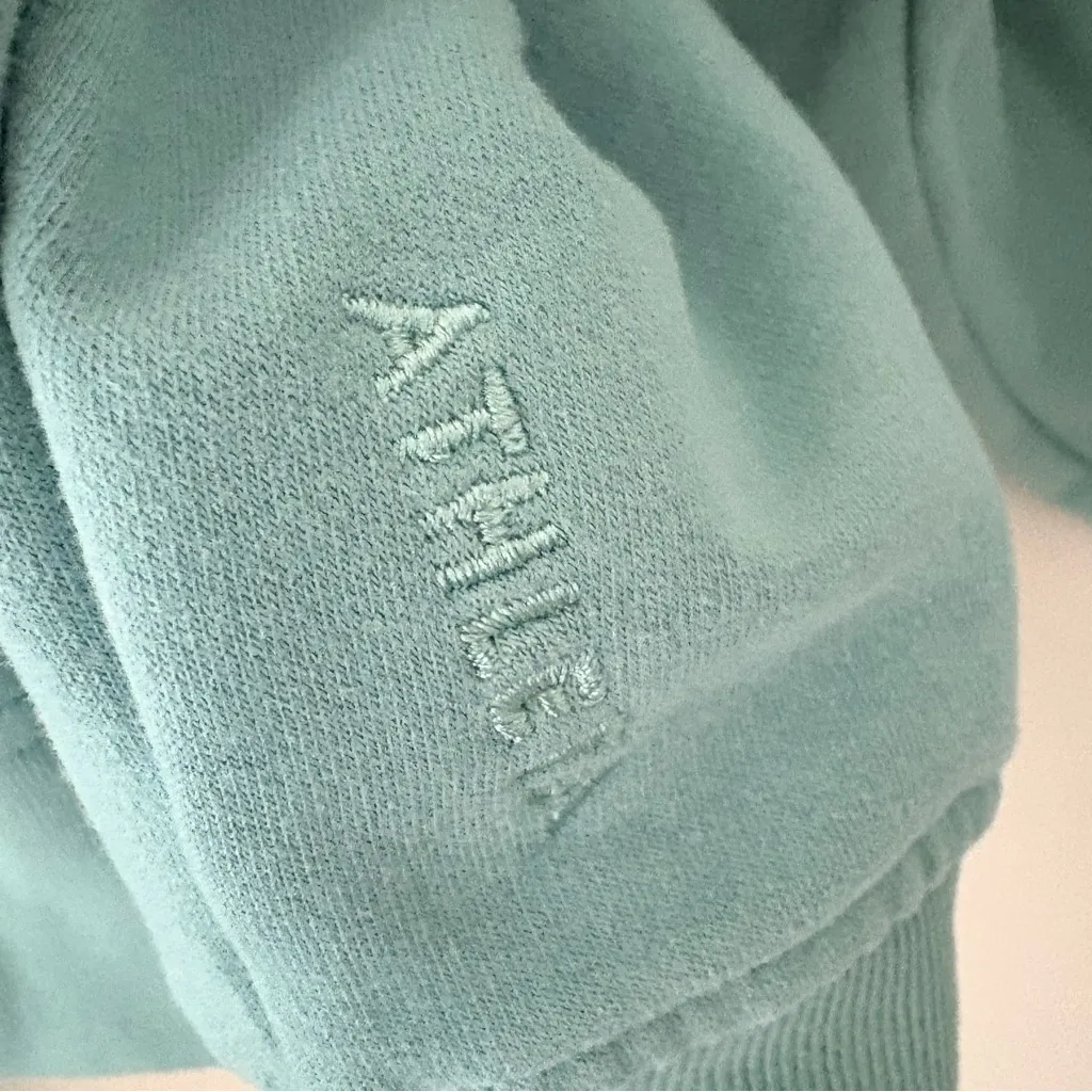 Athleta Forever Fleece Crop Full Zip Midweight Sweatshirt Hoodie Green Size XL - Image 6