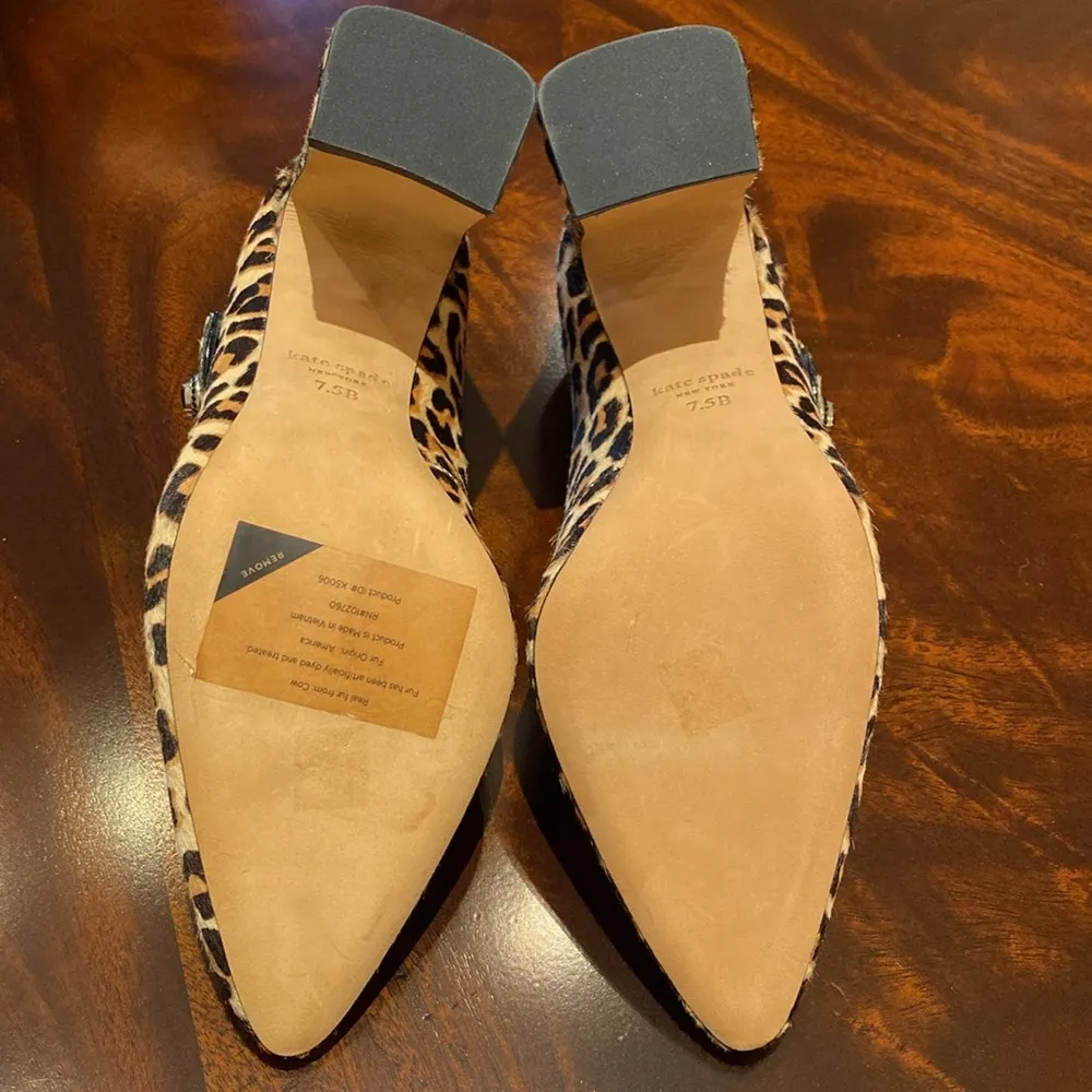 Kate Spade Maren Lovely Leopard Print Pumps Leather Mary Jane Sz 7.5B - Image 9