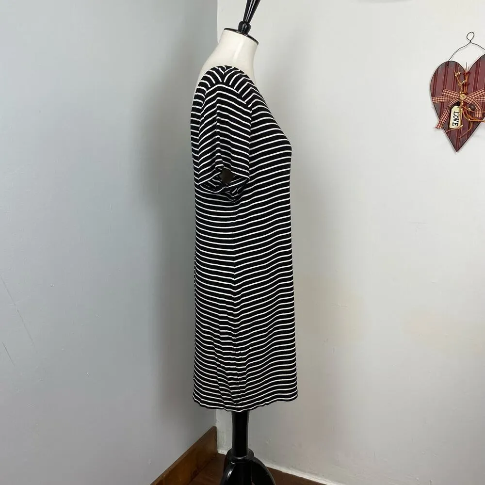 Volcom Black Striped Dayze Dayz Low Back Jersey Dress Sz 14W Plus - Image 6