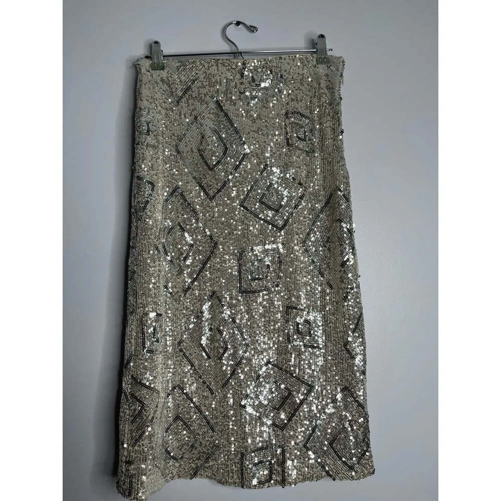 Sequin Skies are Blue Knee Length Skirt - sz M -EUC - Image 2