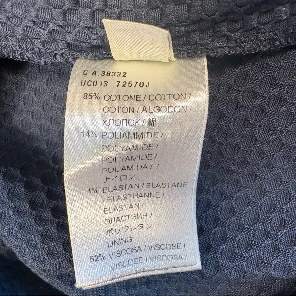 Agnona x Bergdorf Goodman Textured Cotton Blend Straight Leg Trousers in Navy Blue Size 8 - Image 12