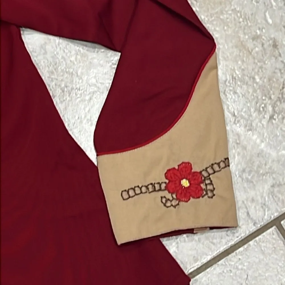 SCULLY western top with Horse Shoes & Flowers‎ C29 Red Size M - Image 4