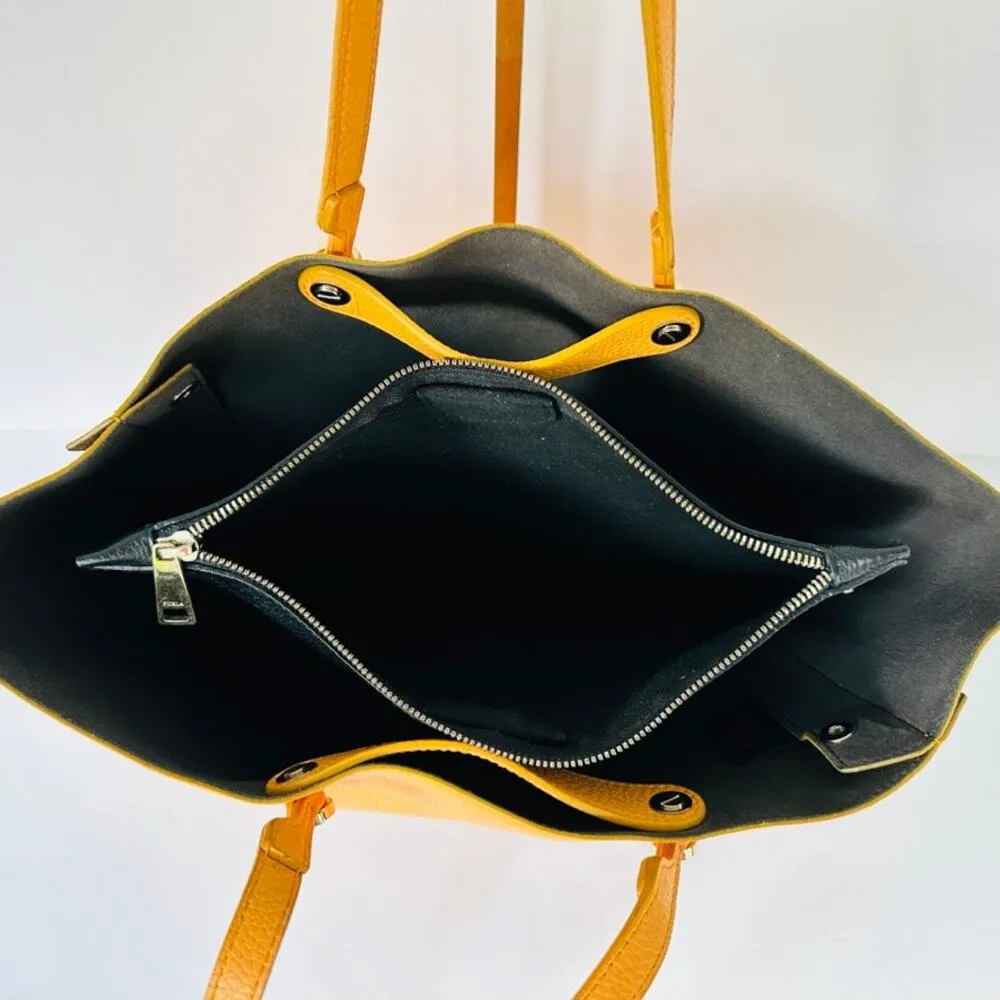 FURLA Eden Medium East West Tote Bag Mandarin Orange Pebbled Top Handle - Image 8